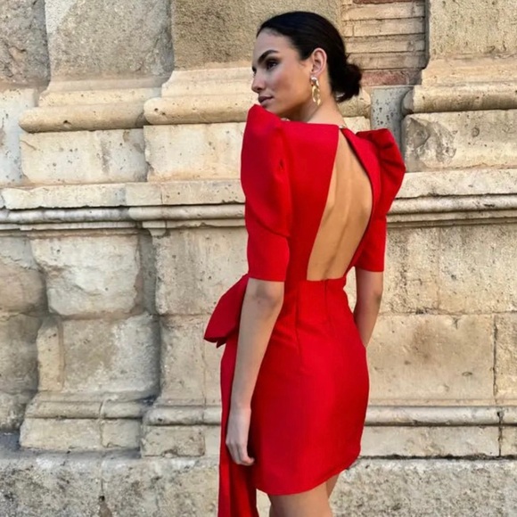 Red mini dress with bow sash -Brand New with Tags - Picture 3 of 5